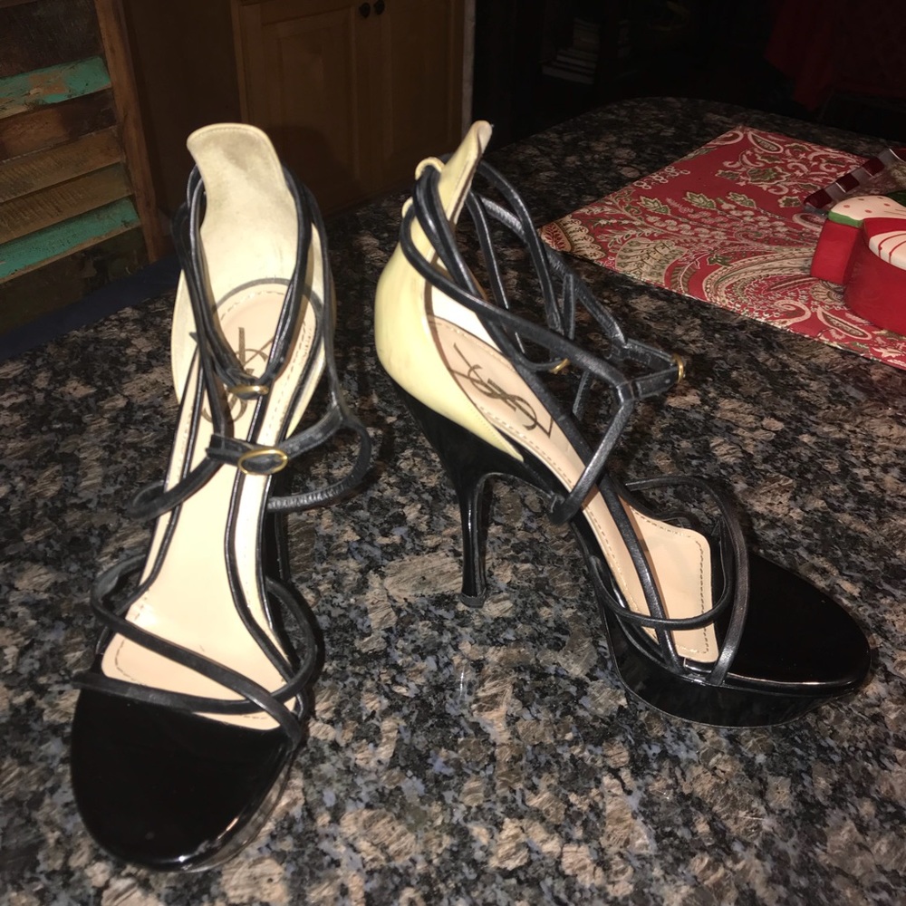 Yves Saint Laurent Black and Tan heels